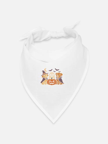 Kürbis Halloween Hunde - Bandana Dreieckstuch - Weiß