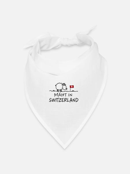 Mäht in Switzerland Wortspiel Made in Schaf lustig - Bandana Dreieckstuch - Weiß
