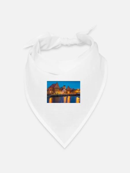 Wismar am Abend - Bandana Dreieckstuch - Weiß