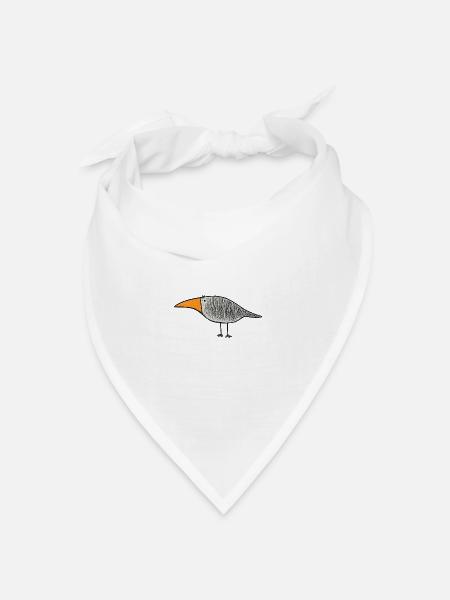 Vogel mit orangem Schnabel - Bandana Dreieckstuch - Weiß