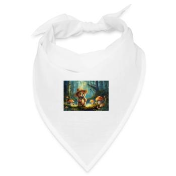 Teddy im Märchenwald  - Bandana Dreieckstuch - Weiß - Vorne