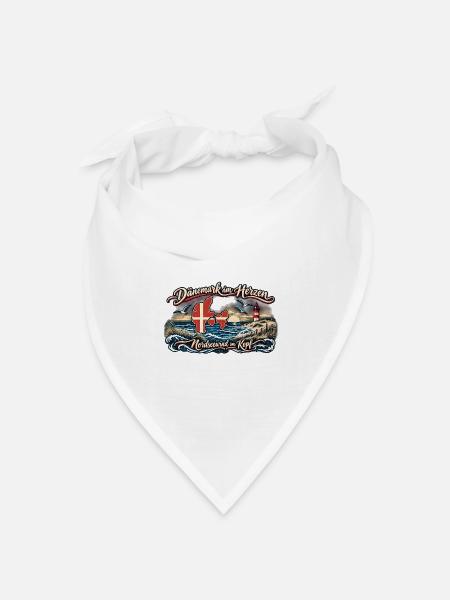 Dänemark im Herzen – Nordsee Wind - Bandana Dreieckstuch - Weiß