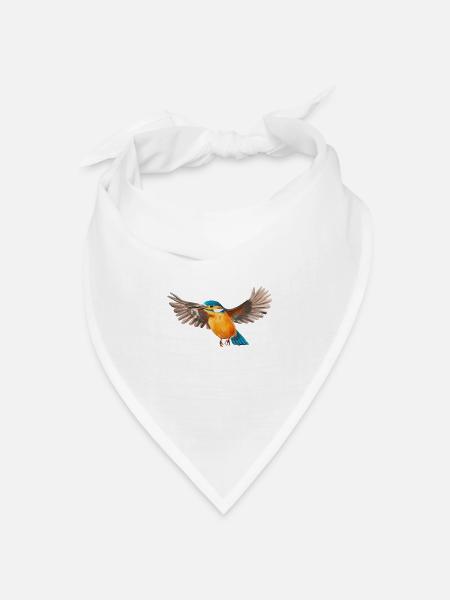Eisvogel im Flug - Bandana Dreieckstuch - Weiß