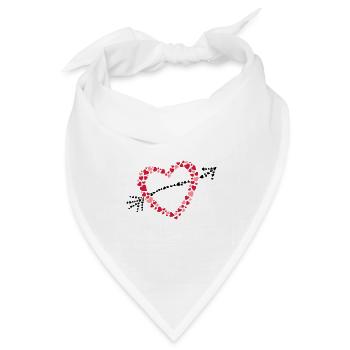 Großes Herz mit Pfeil aus vielen Herzen - Bandana Dreieckstuch - Weiß - Vorne