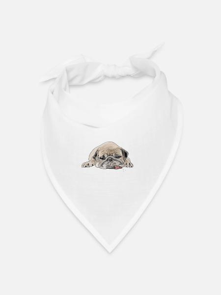Pug Mops Wauwau - Bandana Dreieckstuch - Weiß