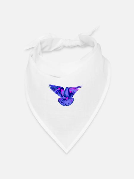 Taube blau - Bandana Dreieckstuch - Weiß