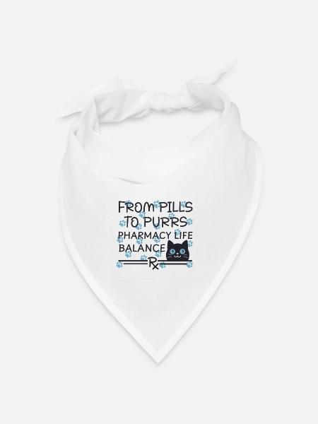 Apotheke Katze From Pills to Purrs blau-schwarz - Bandana Dreieckstuch - Weiß