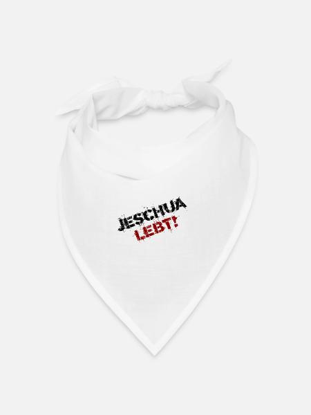 Jeschua lebt schwarz-rot - Bandana Dreieckstuch - Weiß