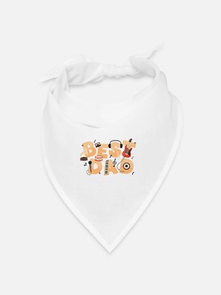 Bester Papa Musikfan Retro Band / Best Dad - Bandana Dreieckstuch - Weiß