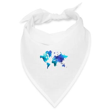 Weltkarte Blaue Träume - Bandana Dreieckstuch - Weiß - Vorne