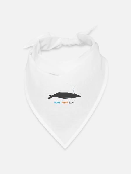 Minimalistischer Wal HOPE FIGHT 2026 Design - Bandana Dreieckstuch - Weiß