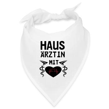 Hausärztin mit Herz Geschenk - Bandana Dreieckstuch - Weiß - Vorne