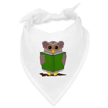 owl eule kautz uhu books buch buecher lesen - Bandana Dreieckstuch - Weiß - Vorne