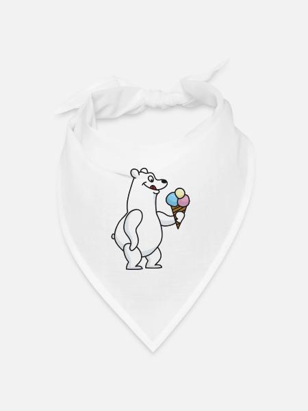 Eisbär Eiskrem Eiscreme Kugeleis Winter - Bandana Dreieckstuch - Weiß