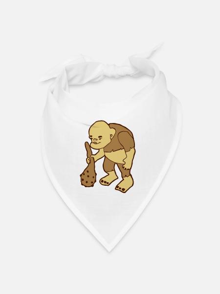 Monster Oger mit Keule - Bandana Dreieckstuch - Weiß