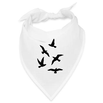 Vögel - Bandana Dreieckstuch - Weiß - Vorne