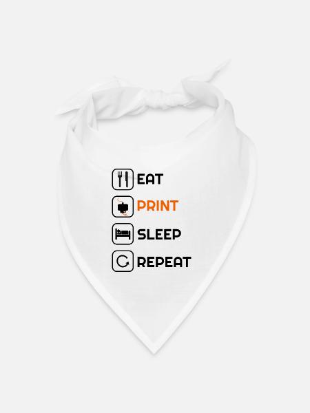 3d Drucker Tshirt lustig eat print sleep repeat - Bandana Dreieckstuch - Weiß