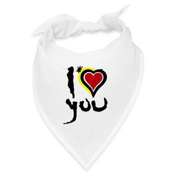 Ich liebe dich Herz Abstrakte Kunst Valentinstag - Bandana Dreieckstuch - Weiß - Vorne