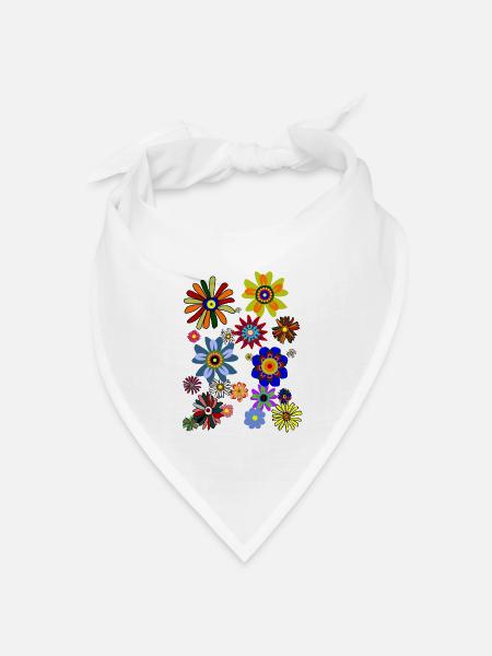 Flower Power & Blumen (Blümchen1.0) - Bandana Dreieckstuch - Weiß