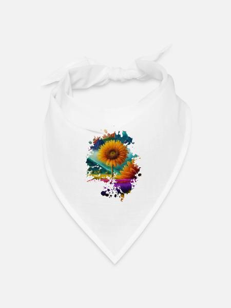 Sonnenblume - Bandana Dreieckstuch - Weiß