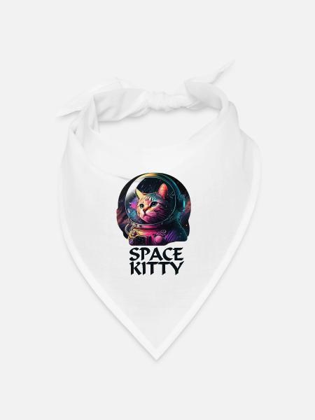 Space Kitty - Bandana Dreieckstuch - Weiß