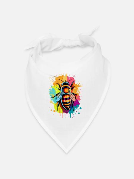 Biene Farbenfroh - Bienen & Bienchen - Honigbiene - Bandana Dreieckstuch - Weiß