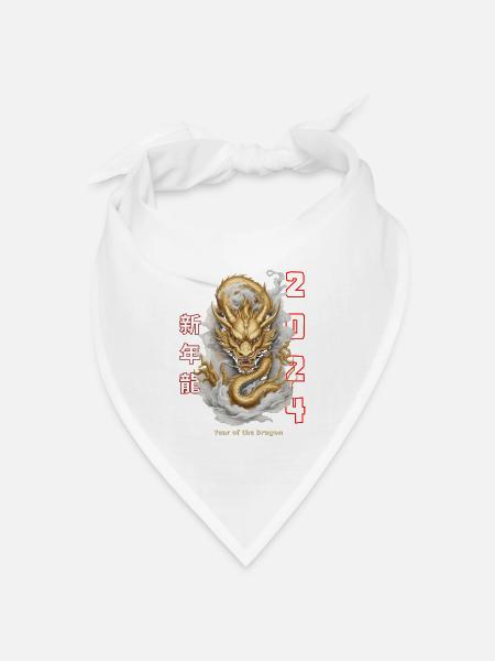 Frohes chinesisches Neujahr 2024, Jahr des Drachen, Frohes - Bandana Dreieckstuch - Weiß
