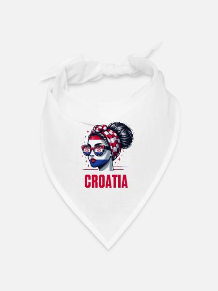 Stylisches Kroatien Girl: Retro Chic mit modernem Twist - Bandana Dreieckstuch - Weiß