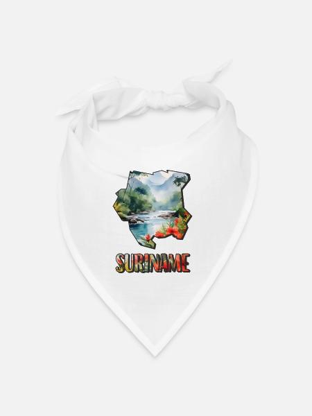 Aquarell Landkarte Suriname - Bandana Dreieckstuch - Weiß