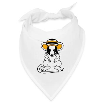Maus Raggae Jamaika Hut Rasta Locken Chill Mütze - Bandana Dreieckstuch - Weiß - Vorne