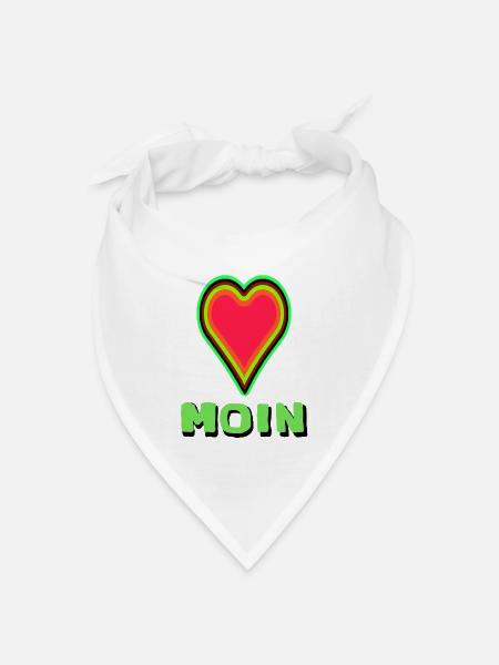 Herzdesign mit leuchtender Umrandung Moin aus Lieb - Bandana Dreieckstuch - Weiß