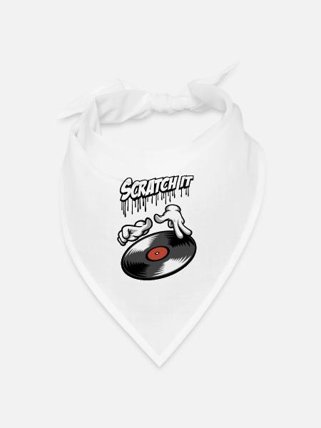 Hip-Hop-Platten- und Cartoon-Hände - Bandana Dreieckstuch - Weiß