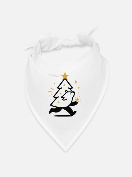 Weihnachtswolf und Sternenbaum - Bandana Dreieckstuch - Weiß