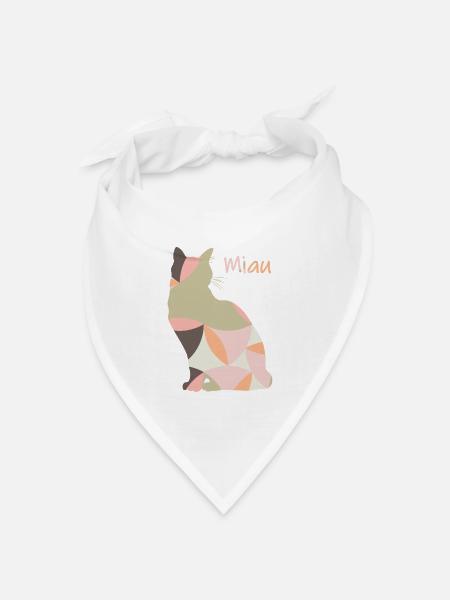 Miau - Katze - abstrakt - Bandana Dreieckstuch - Weiß