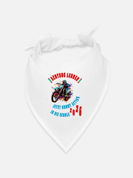 Motorrad Schulkind Einschulung 2026 - Bandana Dreieckstuch - Weiß