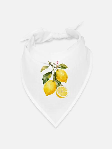Zitronen Aquarell Motiv - Bandana Dreieckstuch - Weiß
