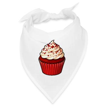 Roter Cupcake mit Sahnecreme - Bandana Dreieckstuch - Weiß - Vorne