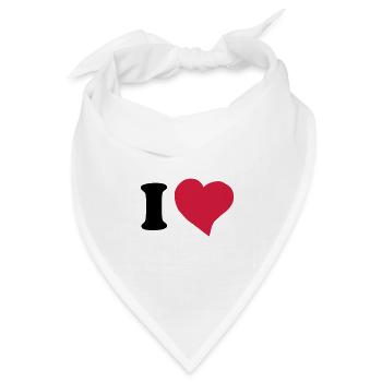 I love - Ich Liebe - Bandana Dreieckstuch - Weiß - Vorne