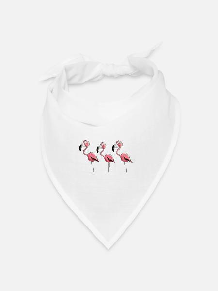 Flamingo Trio - Bandana Dreieckstuch - Weiß