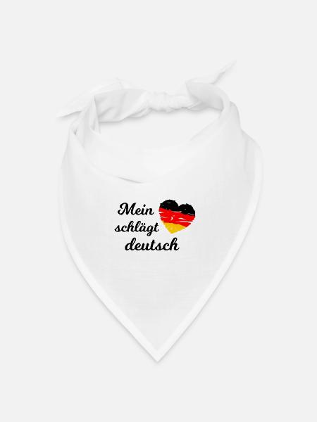 Mein Herz schlägt Deutsch - Bandana Dreieckstuch - Weiß