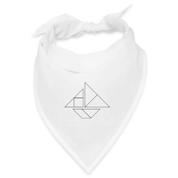 Boot Tangram – Line Art - Bandana Dreieckstuch - Weiß - Vorne