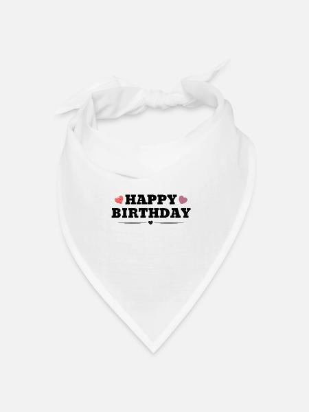 Happy Birthday - Bandana Dreieckstuch - Weiß