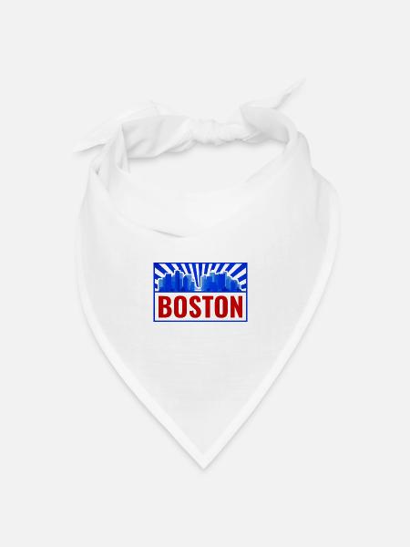 Boston Skyline Retro Rot Blau - Bandana Dreieckstuch - Weiß