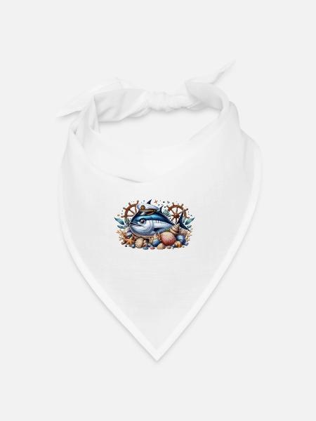 Kapitän Thunfisch - Bandana Dreieckstuch - Weiß