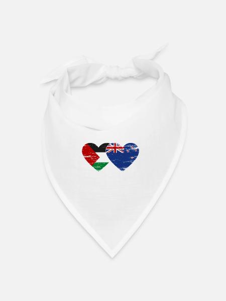 Palästina Neuseeland Flagge Herz used - Bandana Dreieckstuch - Weiß