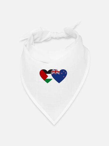 Palästina Neuseeland Flagge Herz - Bandana Dreieckstuch - Weiß