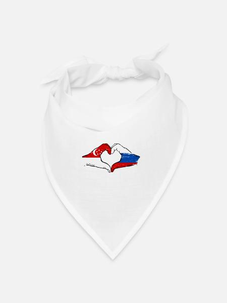 Singapur Russland Flagge Hände Herzform used - Bandana Dreieckstuch - Weiß