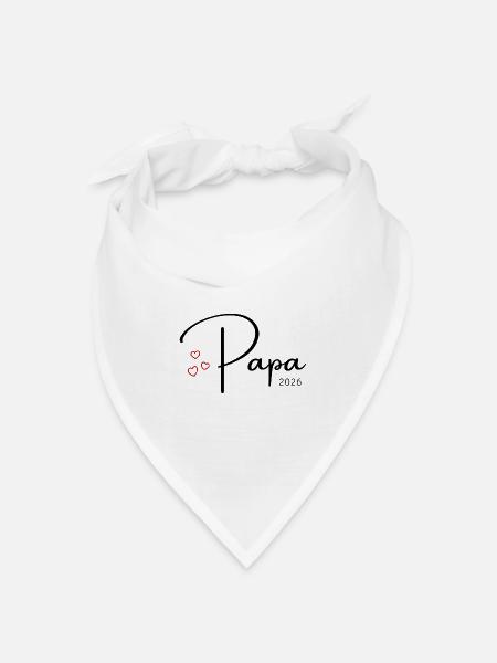 Papa 2026 Baby News Schwanger werdender Vater - Bandana Dreieckstuch - Weiß