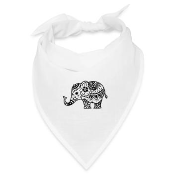 Verzierter indischer Elefant - Bandana Dreieckstuch - Weiß - Vorne