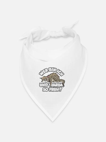 Niedliche Langschläfer Katze mit lustigem Spruch - Bandana Dreieckstuch - Weiß